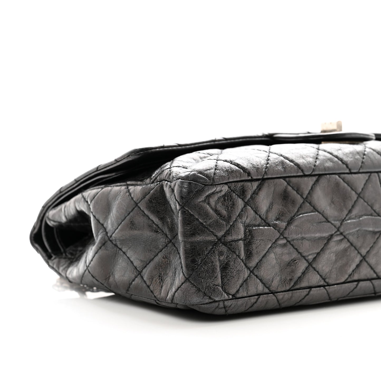 Metallic Aged Calfskin Quilted 2.55 Reissue 227 Flap Black