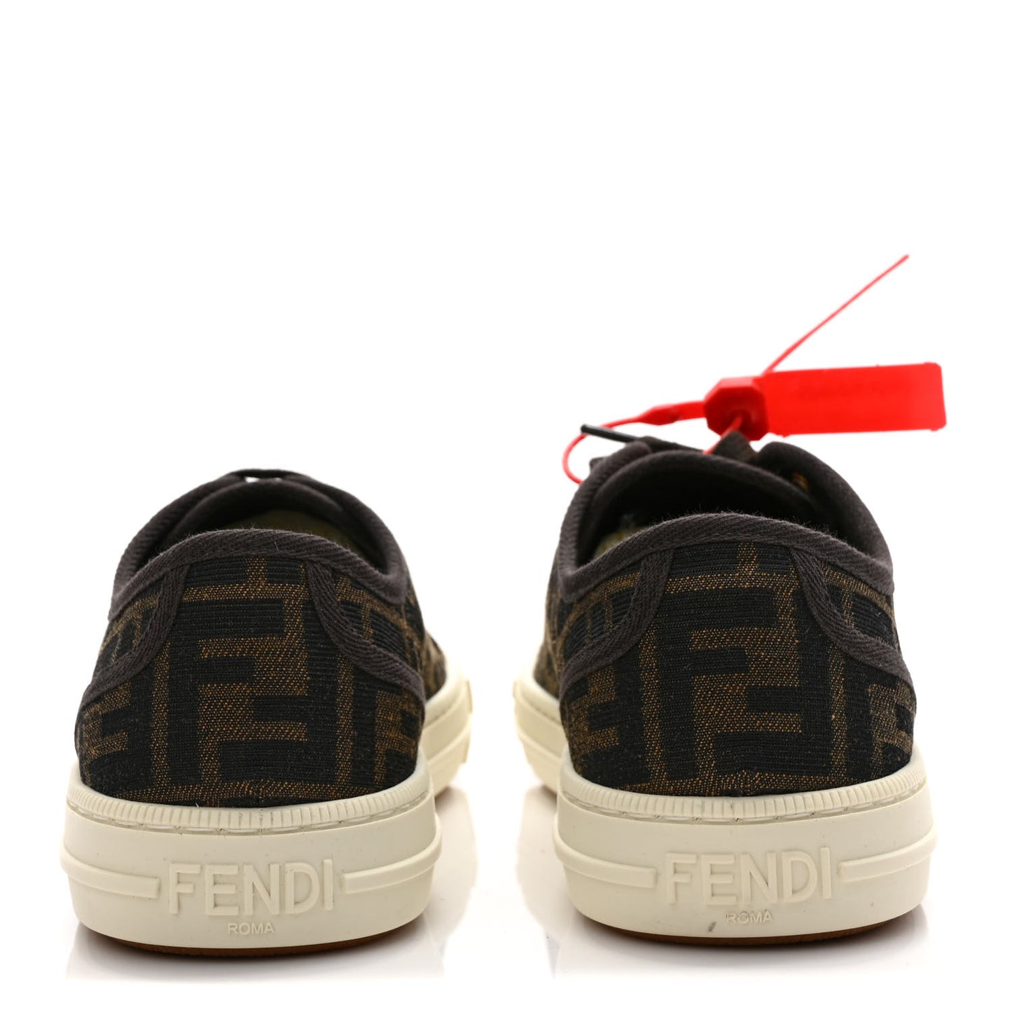 Fabric Jacquard FF Womens Domino Low Top Sneakers 40 Tobacco