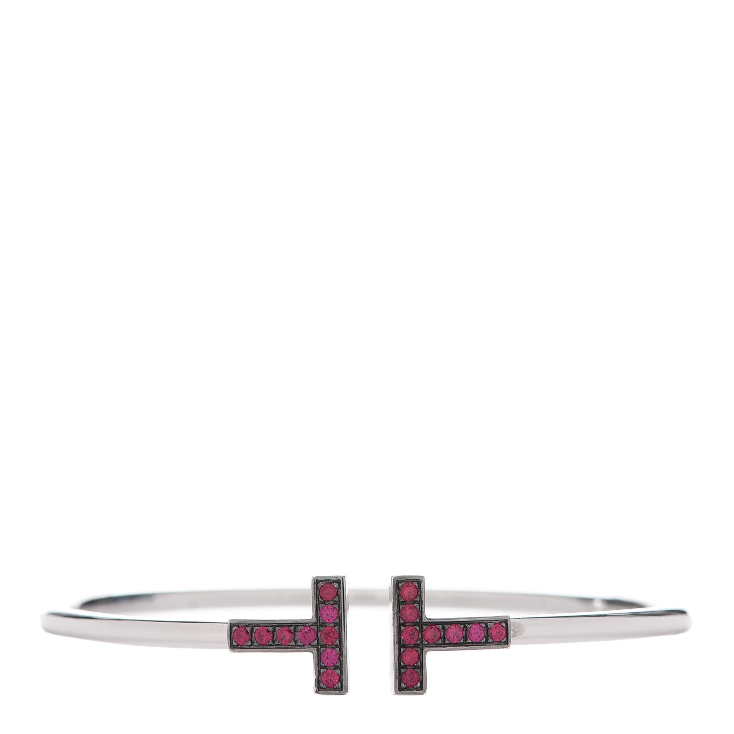 Tiffany 18K White Gold Ruby T Wire Bracelet 1 of 6