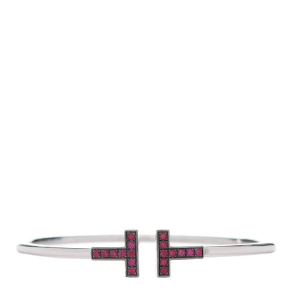 Tiffany 18K White Gold Ruby T Wire Bracelet 1 of 6