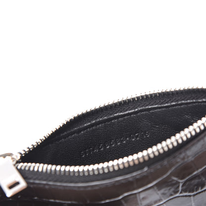 Saint Laurent Calfskin Crocodile Embossed 5 Fragments Zip Pouch Card Holder Black 6 of 7