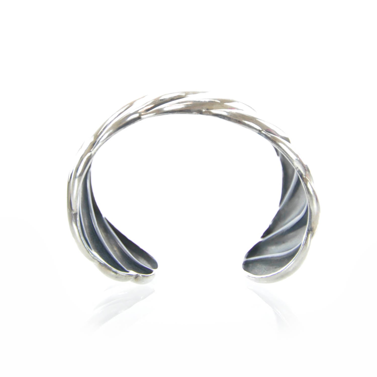 David Yurman Sterling Silver Wide Sculpted Cable Cuff Bracelet 4 of 5