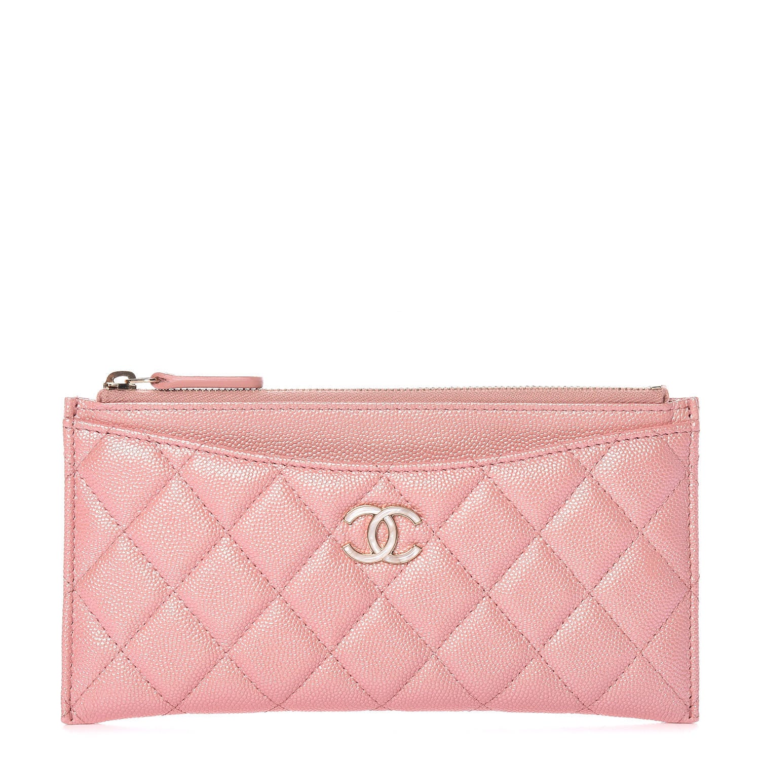 Chanel Iridescent Caviar Quilted Classic Zip Pouch Rose Pink 1 of 8