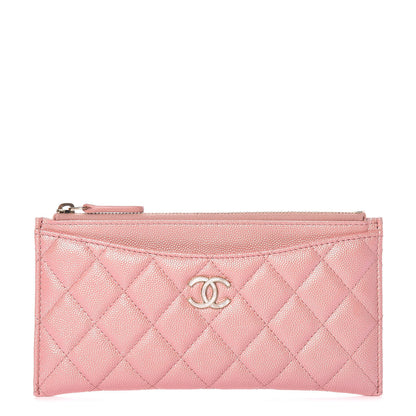 Chanel Iridescent Caviar Quilted Classic Zip Pouch Rose Pink 1 of 8