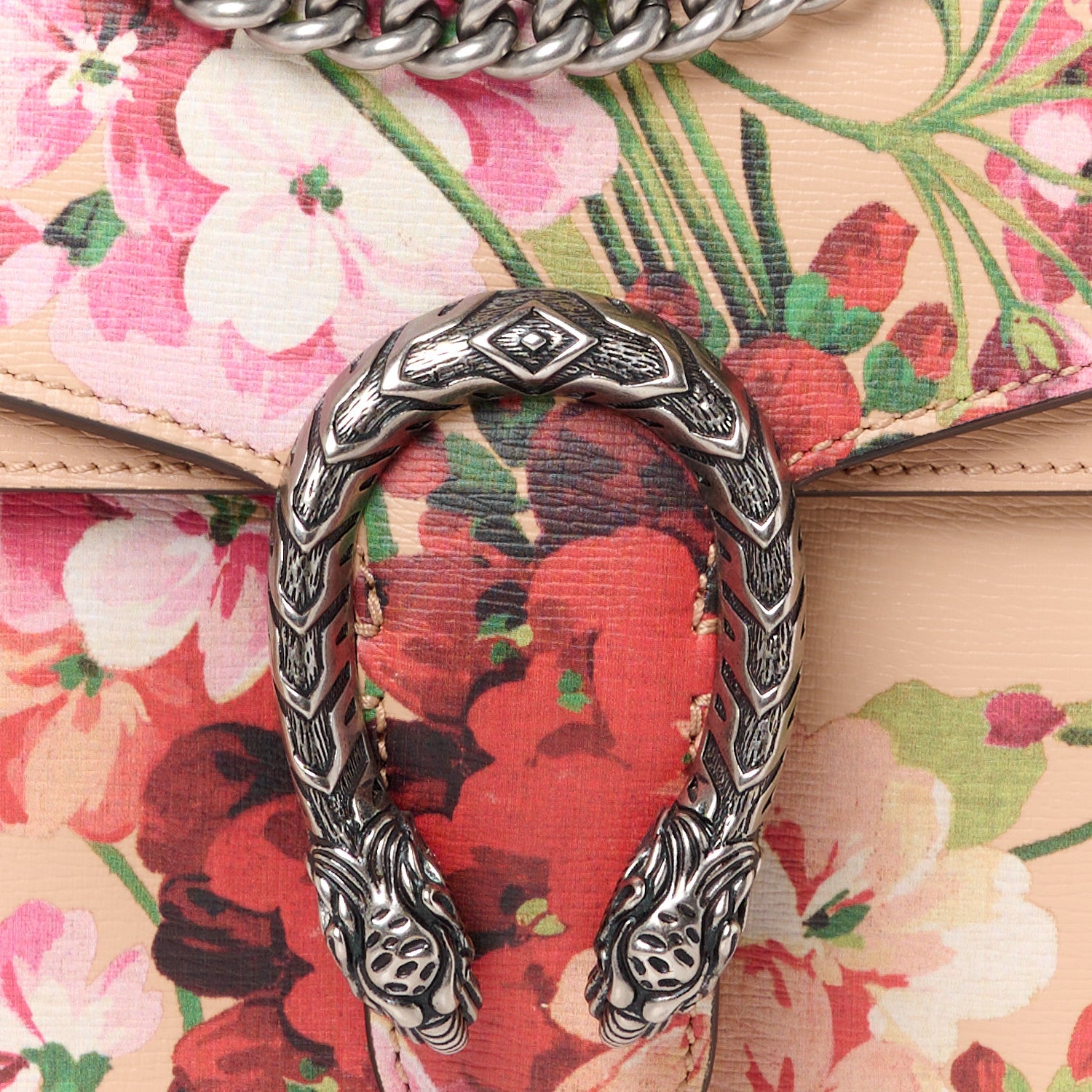 Gucci Calfskin Blooms Print Small Dionysus Shoulder Bag Pink Apricot Multicolor 9 of 11