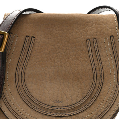 Chloe Nubuck Calfskin Mini Marcie Round Crossbody Bag Greige 9 of 11