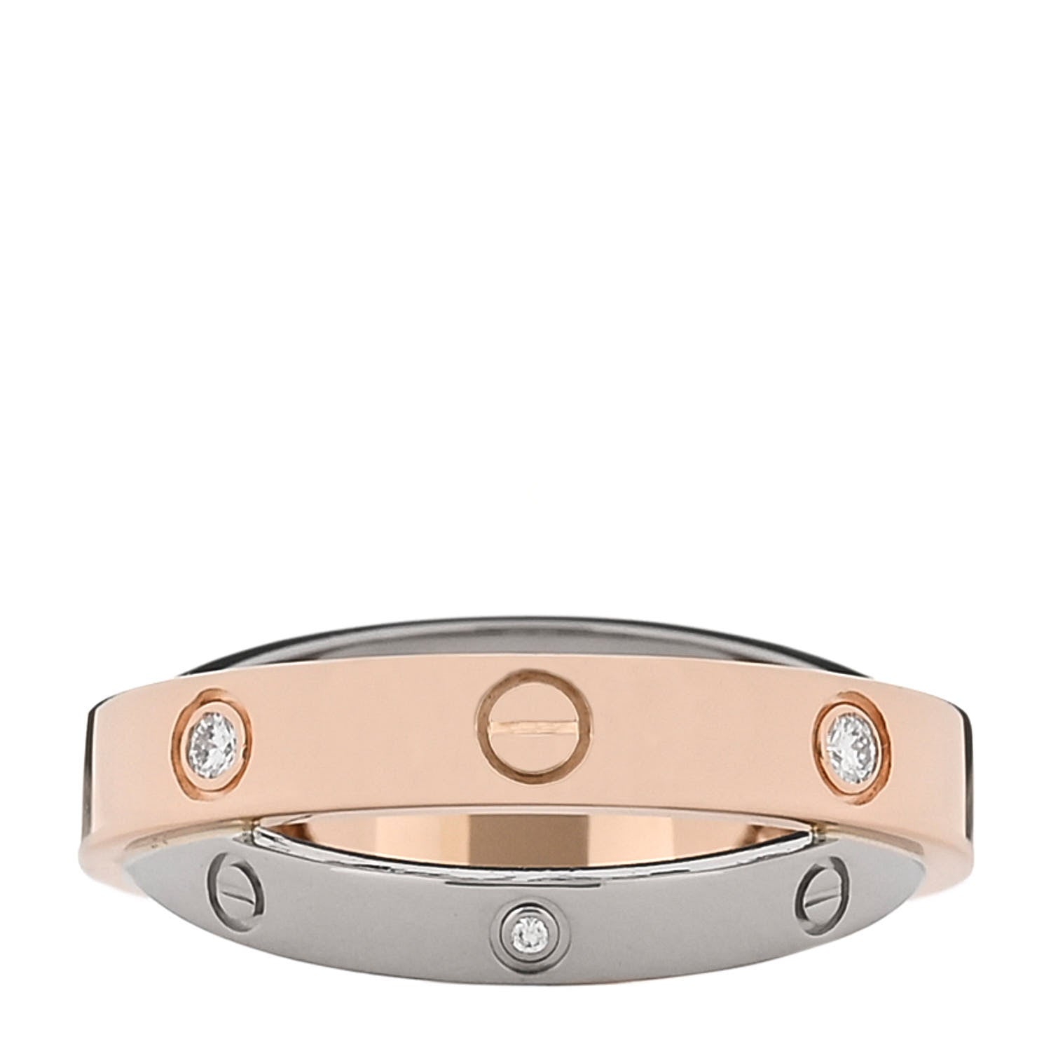 Cartier 18K Pink White Gold 6 Diamond LOVE Ring 51 5.75 3 of 4