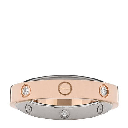 Cartier 18K Pink White Gold 6 Diamond LOVE Ring 51 5.75 3 of 4
