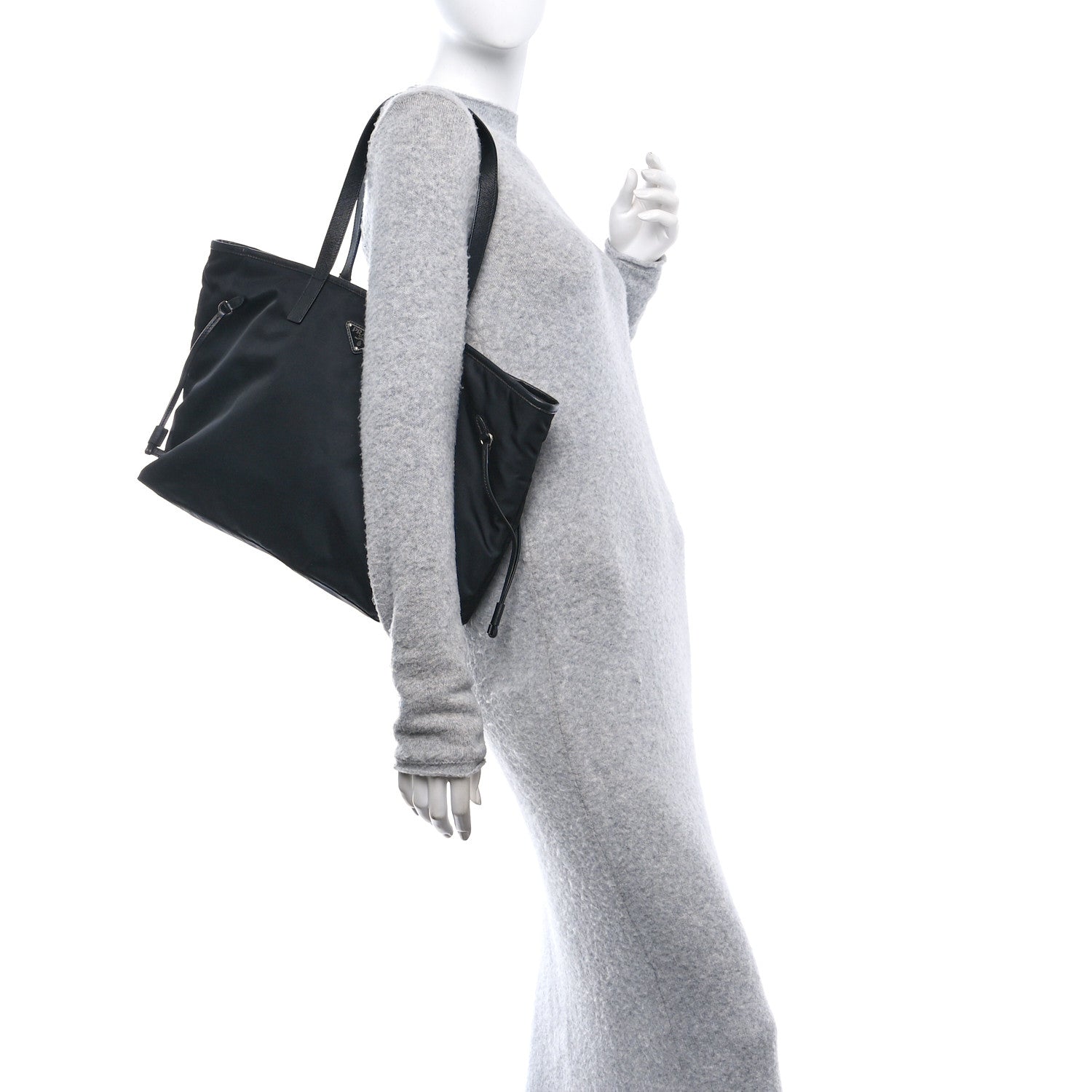 Prada Tessuto Nylon Saffiano Shopping Tote Black 2 of 11