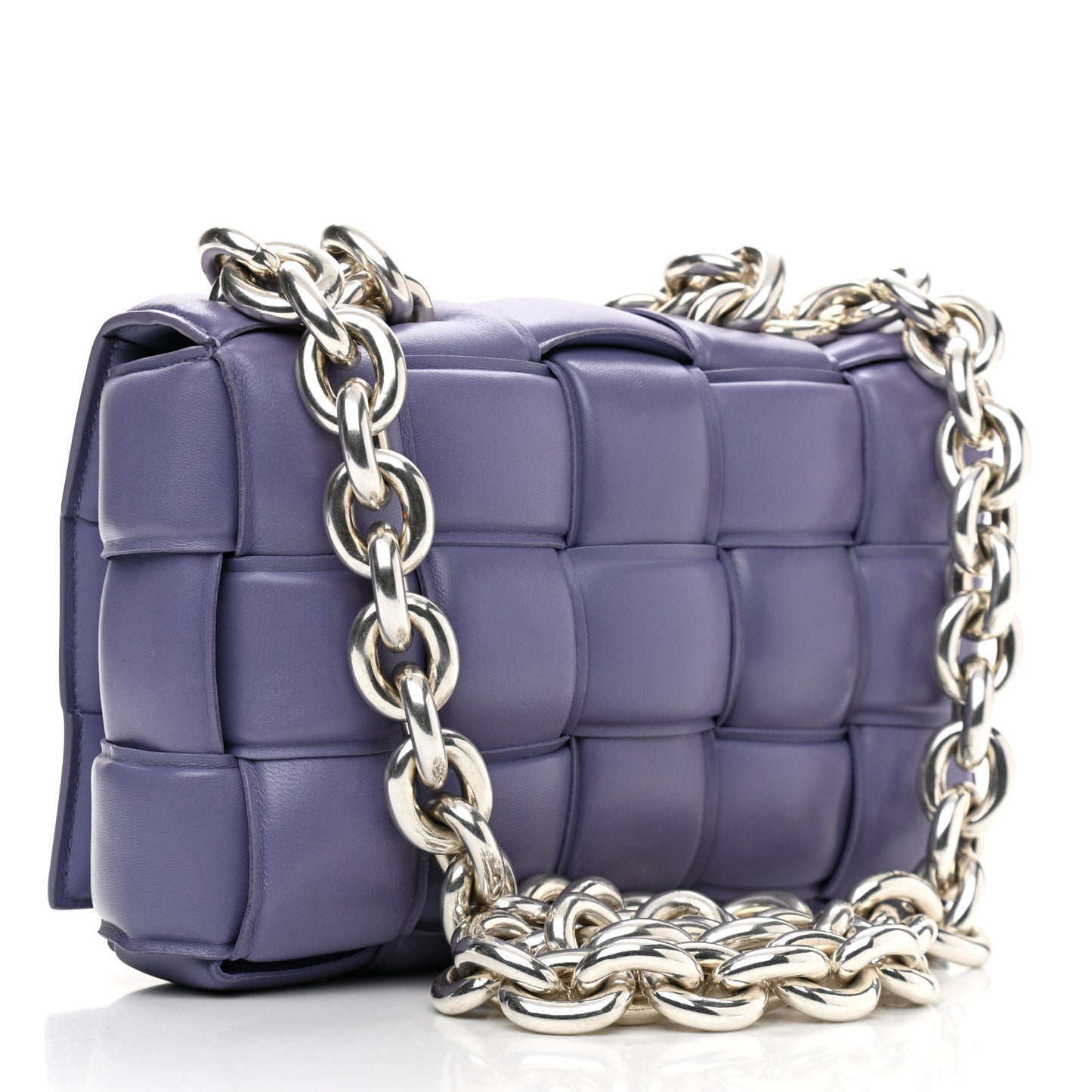 Lambskin Maxi Intreccio Padded Chain Cassette Crossbody Bag Lavender