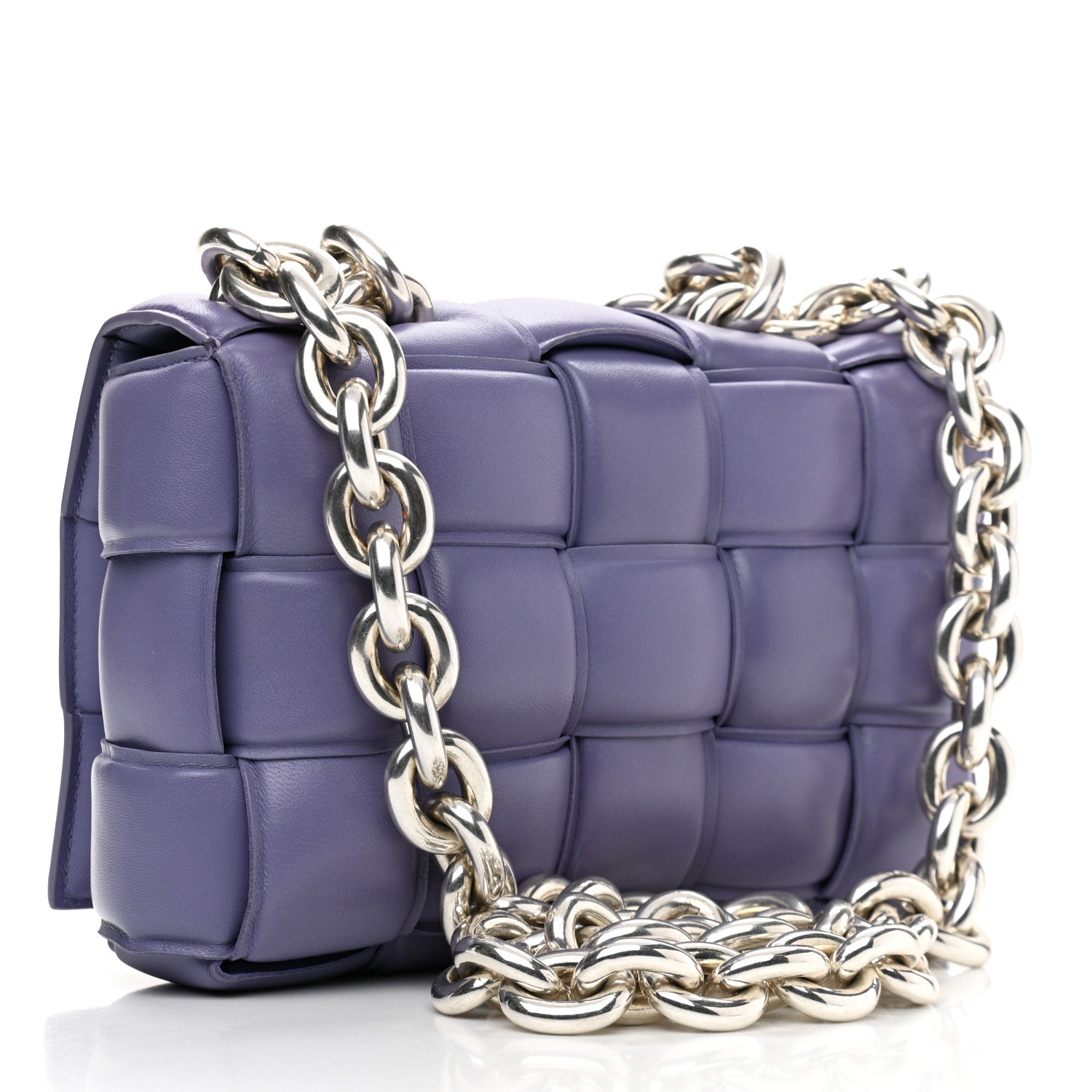 Bottega Veneta Lambskin Maxi Intreccio Padded Chain Cassette Crossbody Bag Lavender 3 of 9