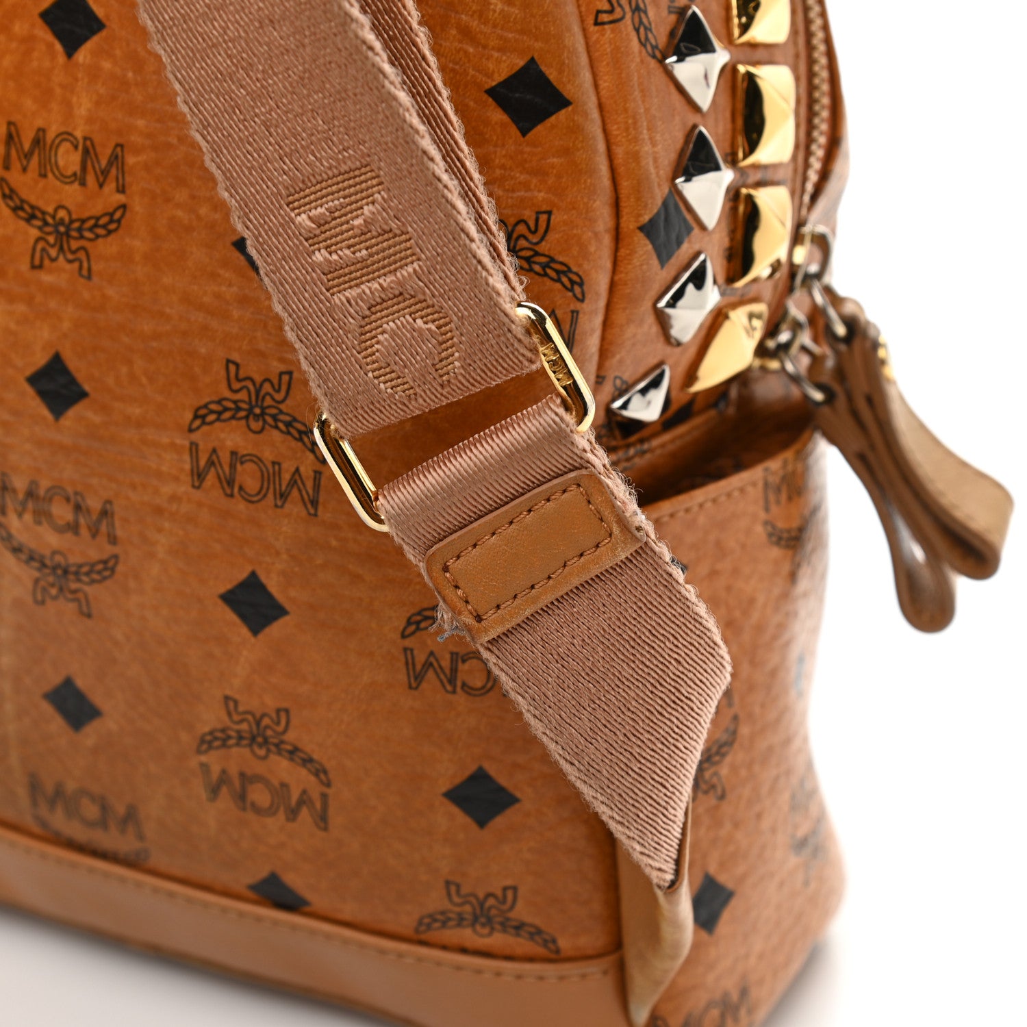 MCM Visetos Stud Mini Crown Stark Backpack Cognac 11 of 14