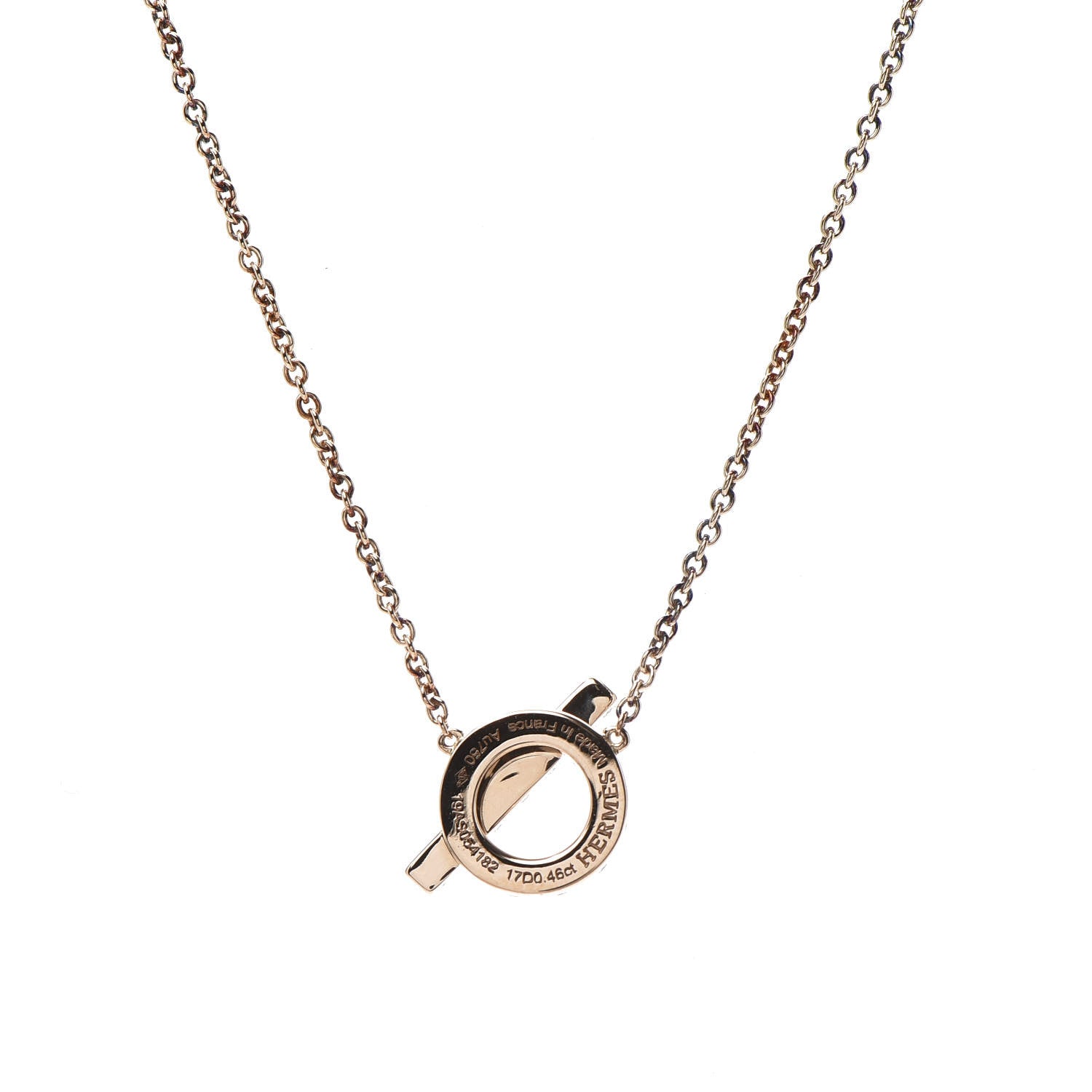 Hermes 18K Rose Gold Diamond Finesse Pendant Necklace 5 of 5
