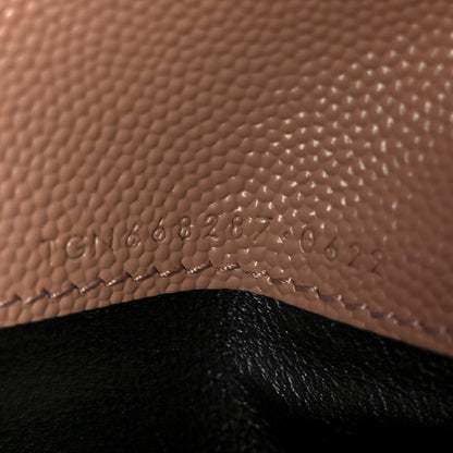 Saint Laurent Grain De Poudre Matelasse Chevron Monogram Zipped Two-Part Wallet Dark Beige 8 of 10