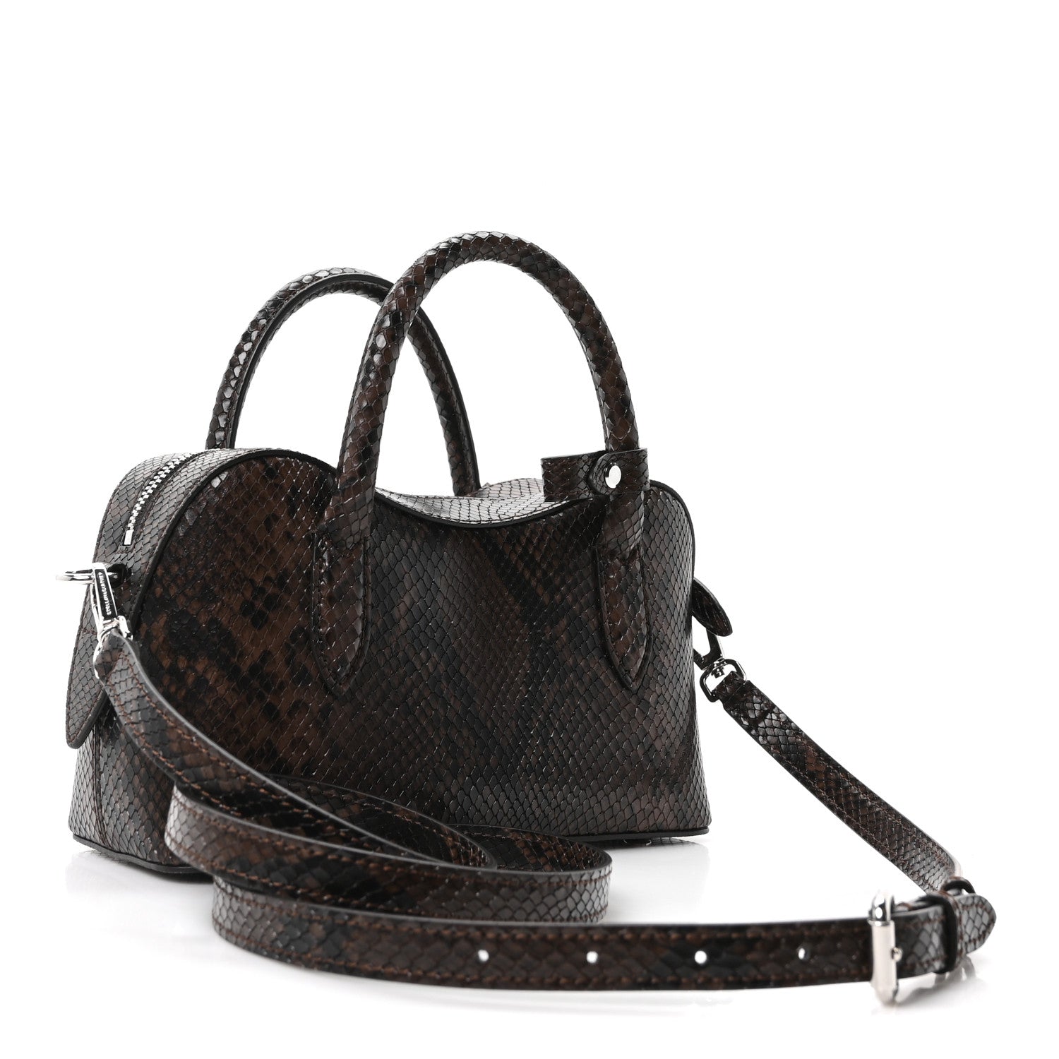 Stella McCartney Faux Snake Print Ryder Crossbody Bag Espresso