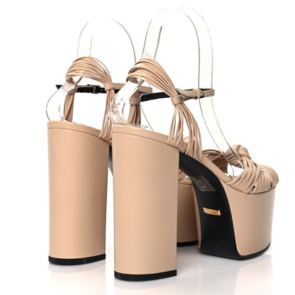 Gucci Malaga Kid Knotted Strap Crawford Platform Sandals 37 Skin Rose 4 of 8