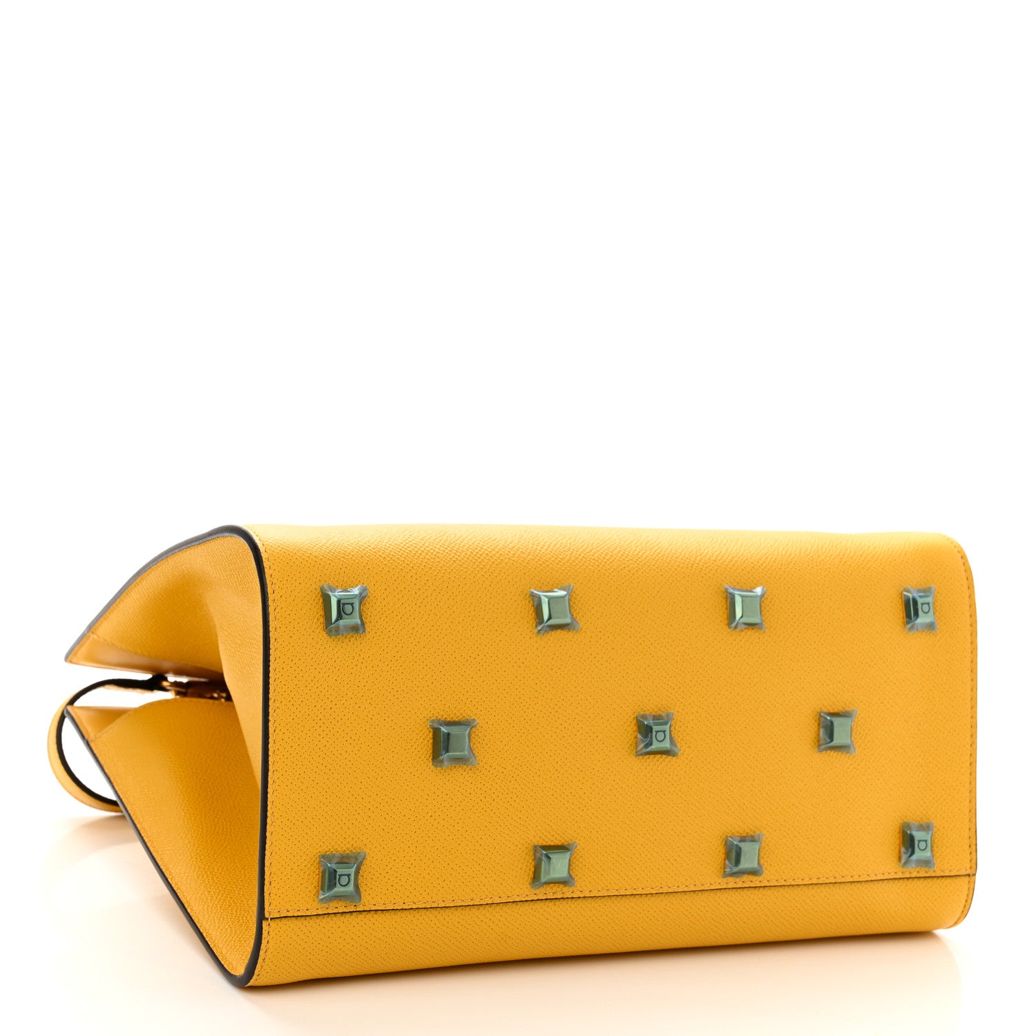 Salvatore Ferragamo Hammered Calfskin Medium The Studio Box Bag Sunshine 4 of 10