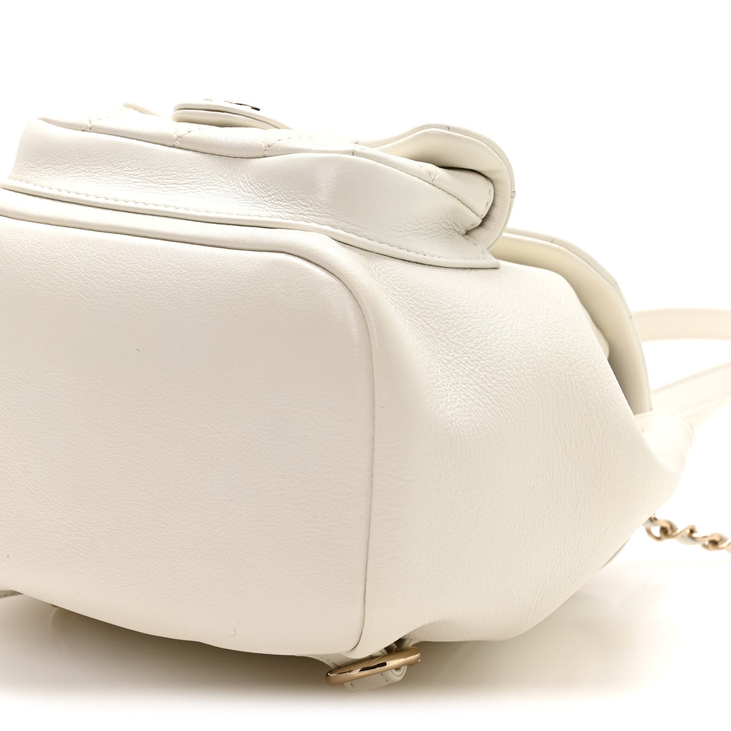 Lambskin Quilted Small Duma Drawstring Backpack White