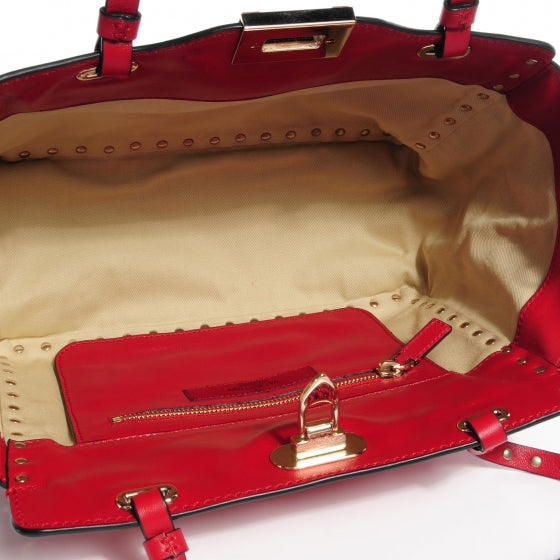 Vitello Small Rockstud Tote Cyclamin