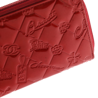 Chanel Patent Calfskin Lucky Symbols Zip Around Wallet Red 14 of 15