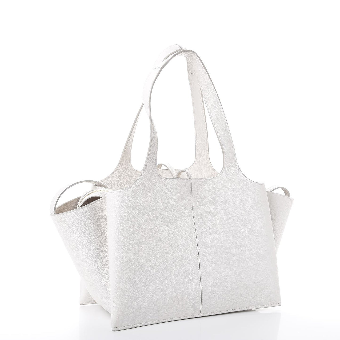 Baby Grained Calfskin Small Tri-Fold Bag White