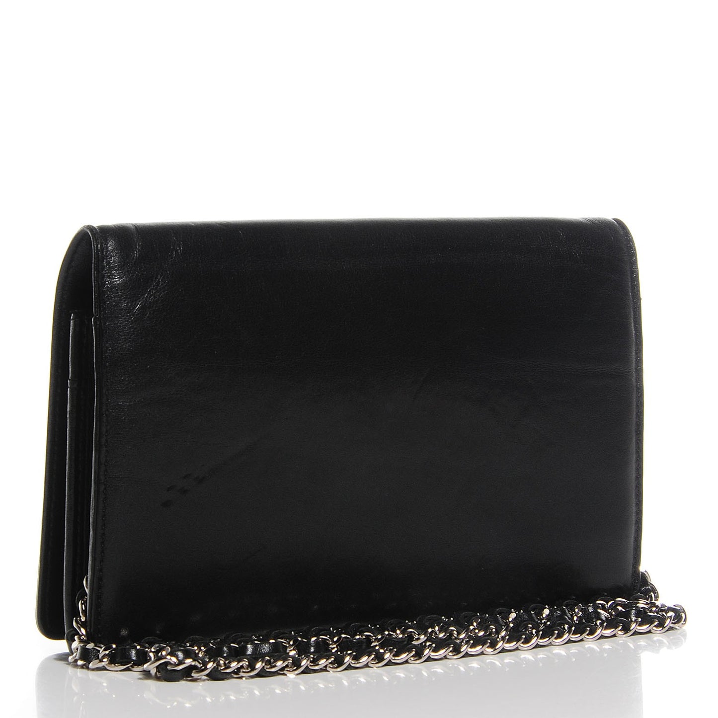 Lambskin Studded CC Wallet On Chain WOC Black