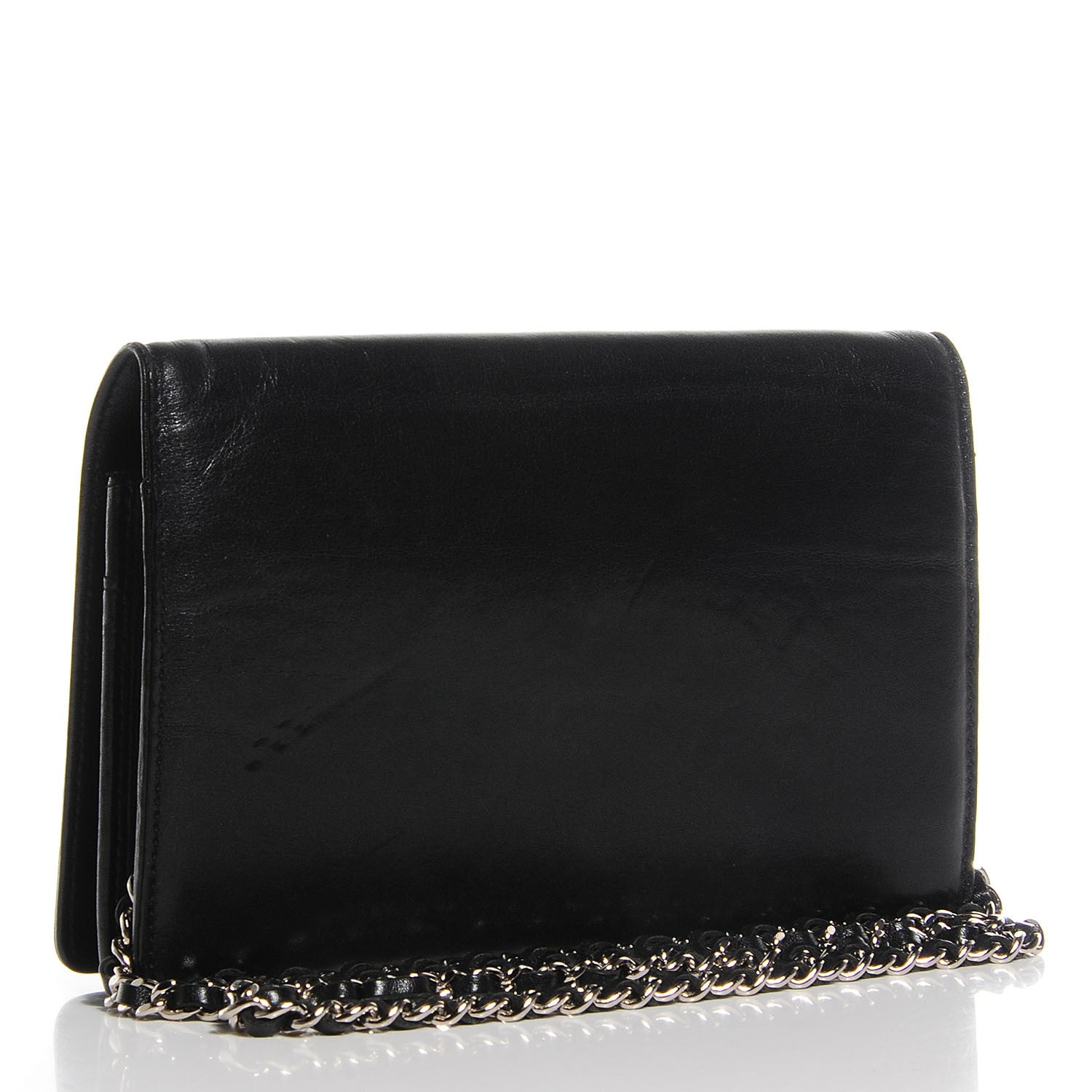 Chanel Lambskin Studded CC Wallet On Chain WOC Black 3 of 8