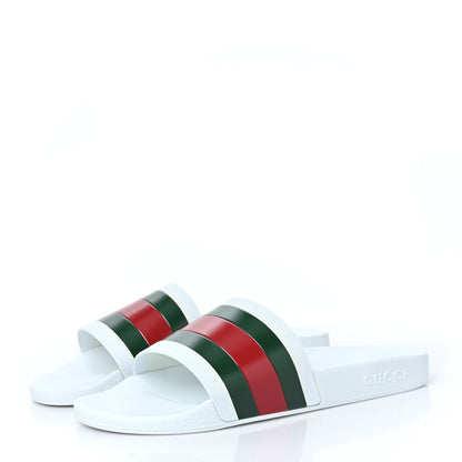 Gucci Rubber Web Mens Pool Slide Sandals 11 Great White 3 of 7