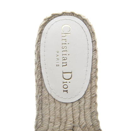Christian Dior Canvas Embroidered Espadrille Flat Slide Sandals 36 White 7 of 9