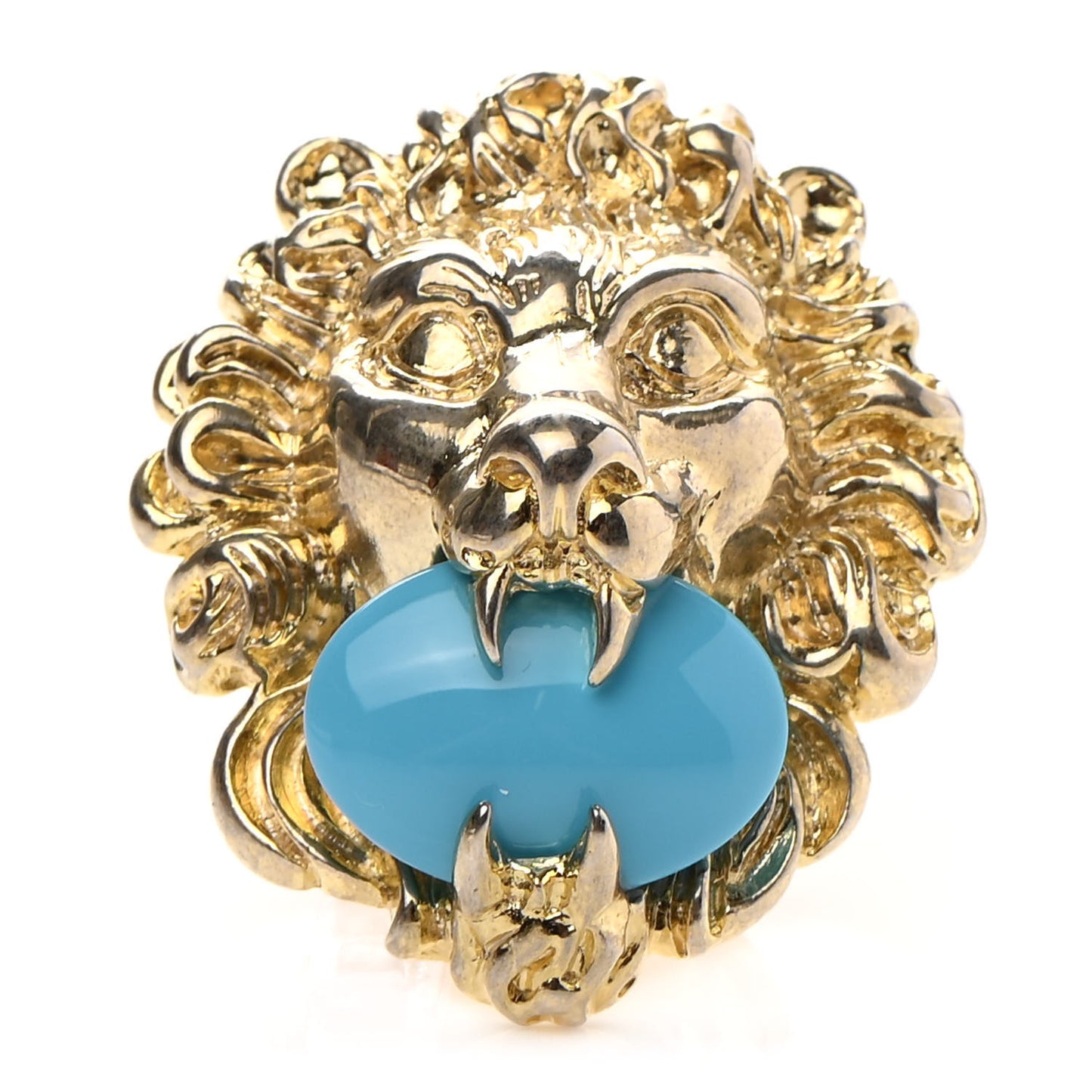 Metal Lion Head Ring M Aged Gold