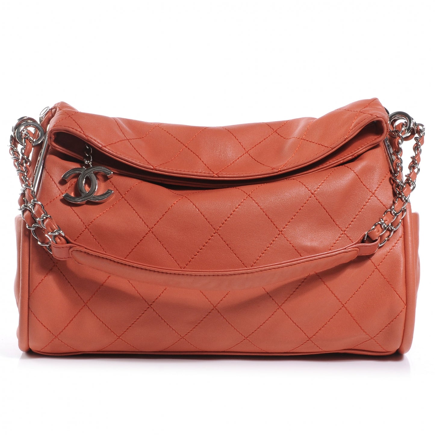 Lambskin Stitched Medium Ultimate Soft Tote Coral