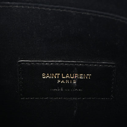 Saint Laurent Grain De Poudre Chevron Monogram Large Bill Pouch Black 6 of 7