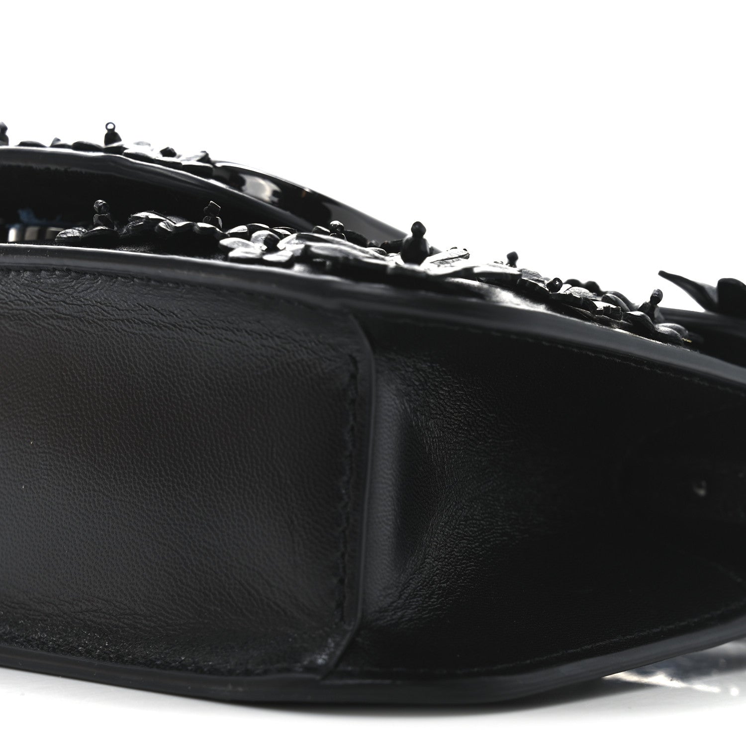 Valentino Garavani Calfskin Flower Embroidered Small Loco Shoulder Bag Black 9 of 9