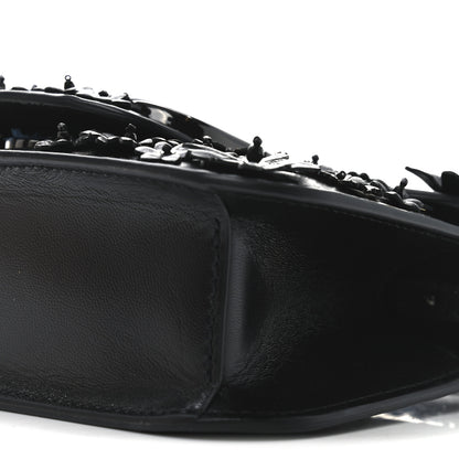 Valentino Garavani Calfskin Flower Embroidered Small Loco Shoulder Bag Black 9 of 9