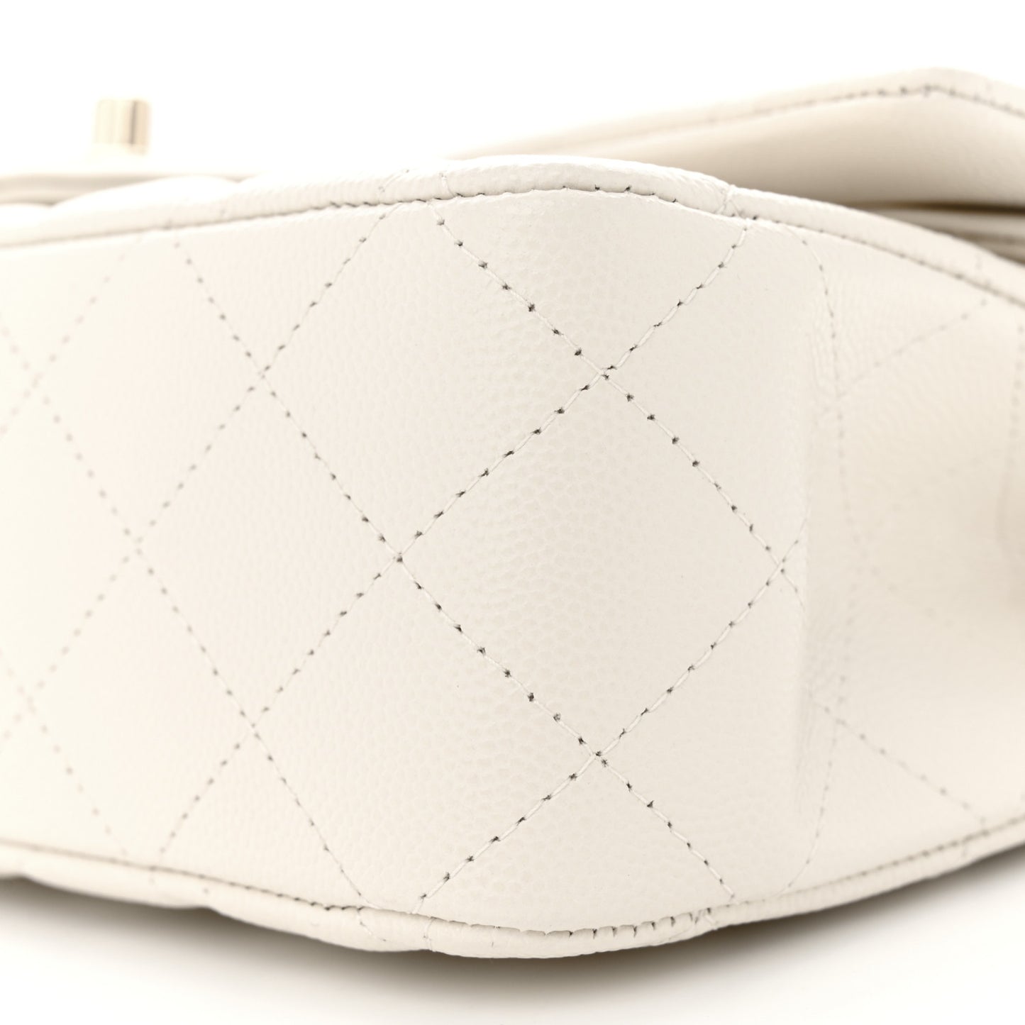 Caviar Quilted Medium Double Flap White