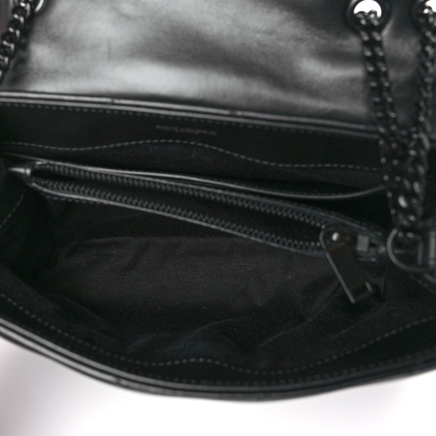 Calfskin Y Quilted Monogram Monochrome Small Loulou Chain Satchel Black