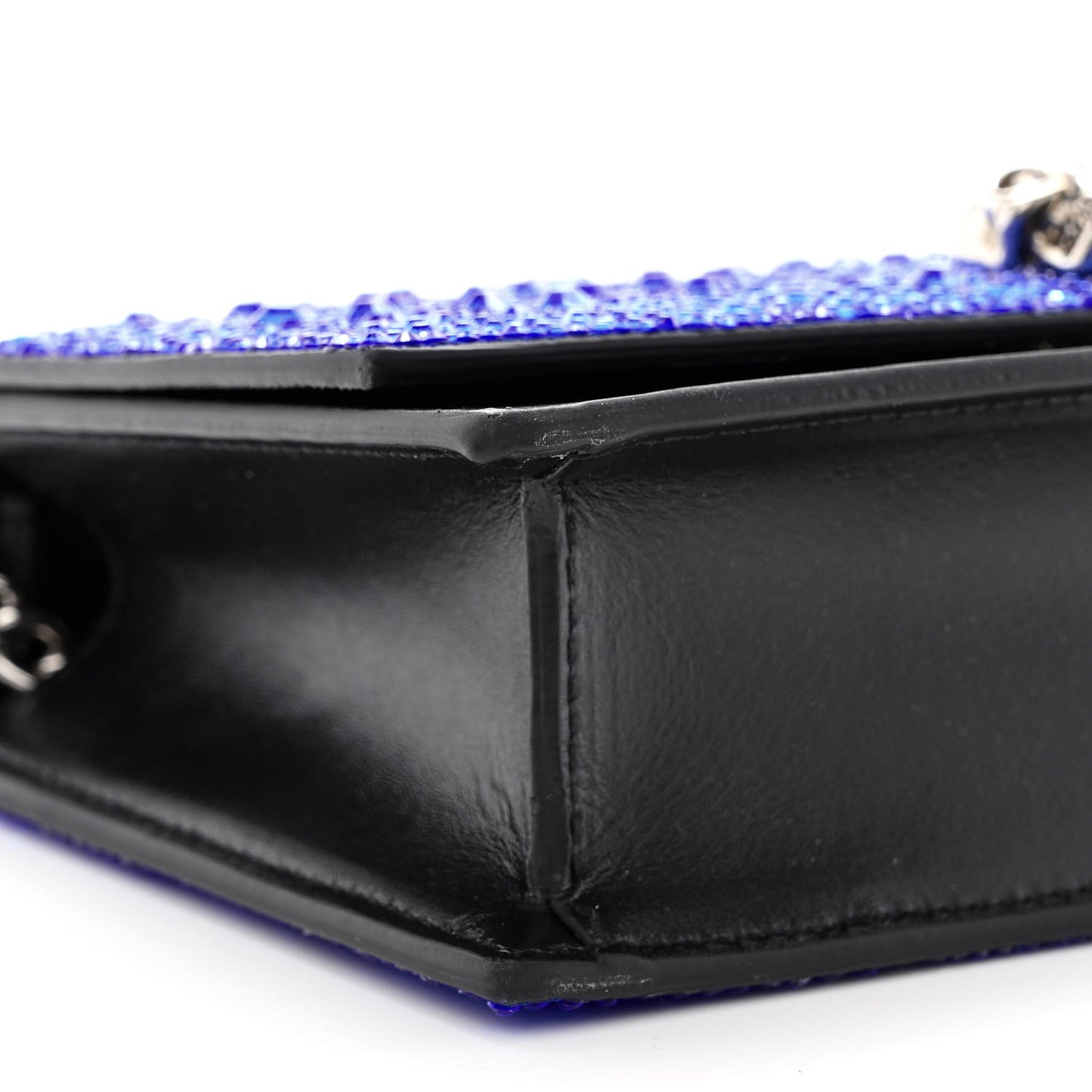 Calfskin Crystal Skull Mini Crossbody Bag Electric Blue