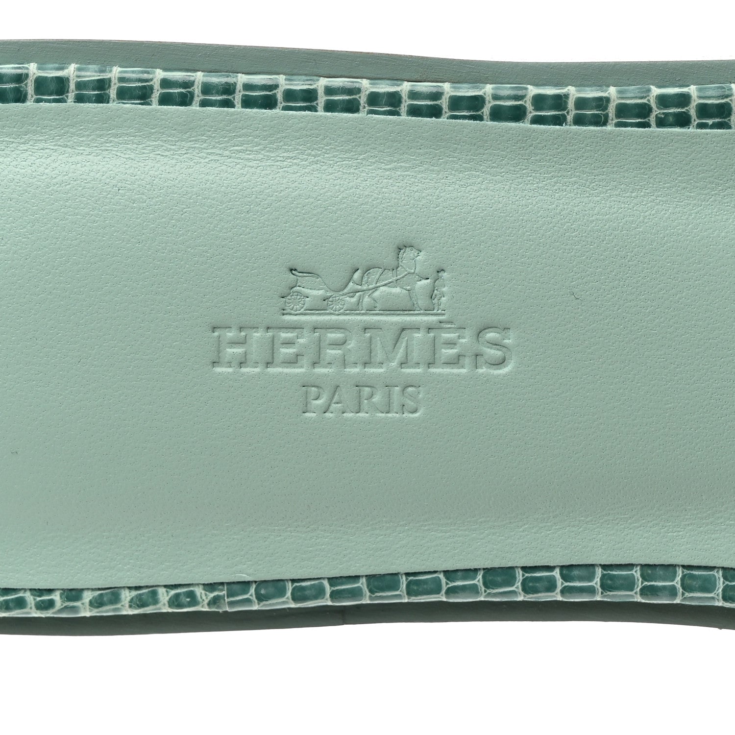 Hermes Lizard Oran Sandals 38.5 Vert Embrun 7 of 9