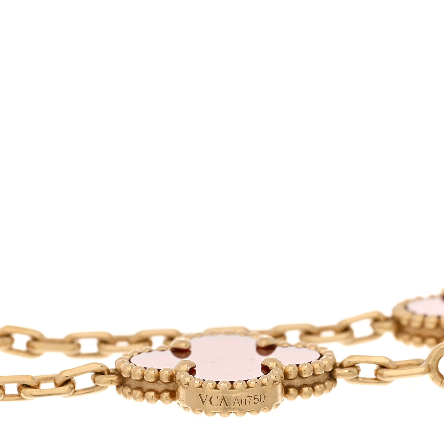 18K Yellow Gold Carnelian 5 Motifs Vintage Alhambra Bracelet