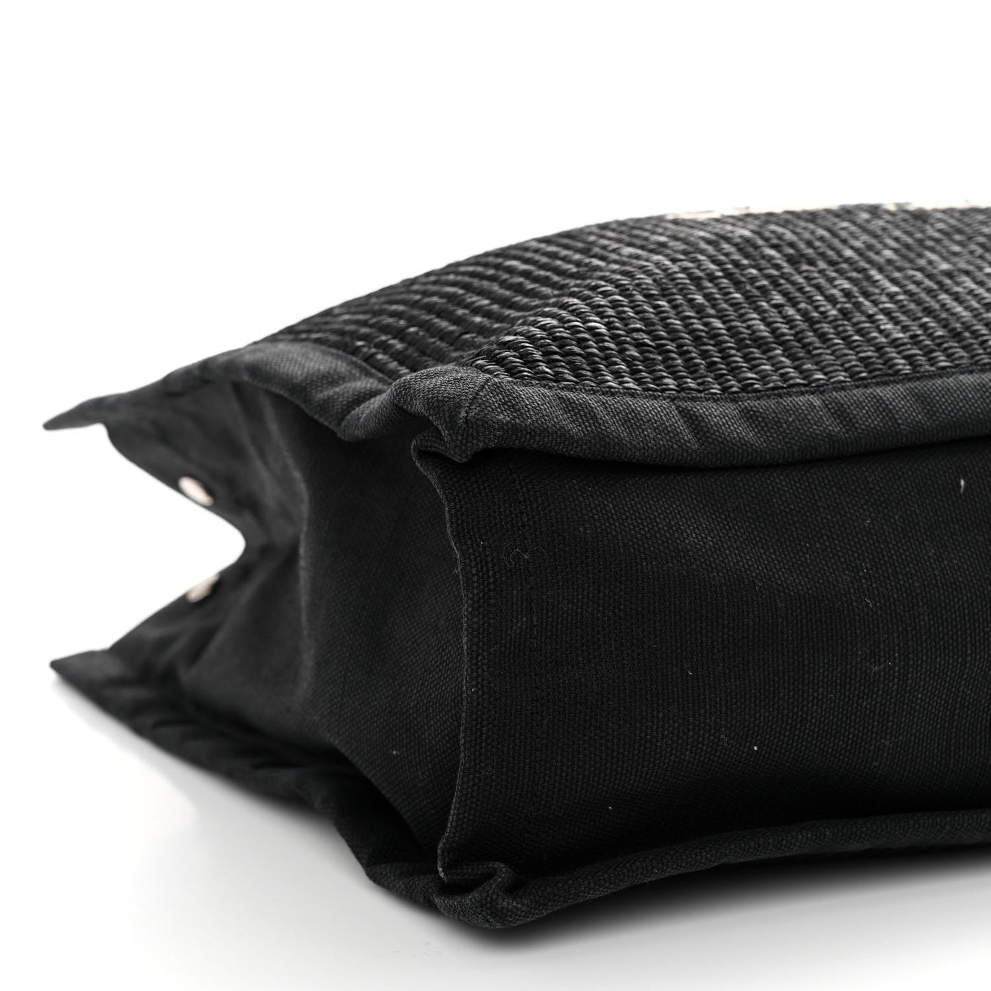 Raffia Linen Calfskin Rive Gauche Tote Black
