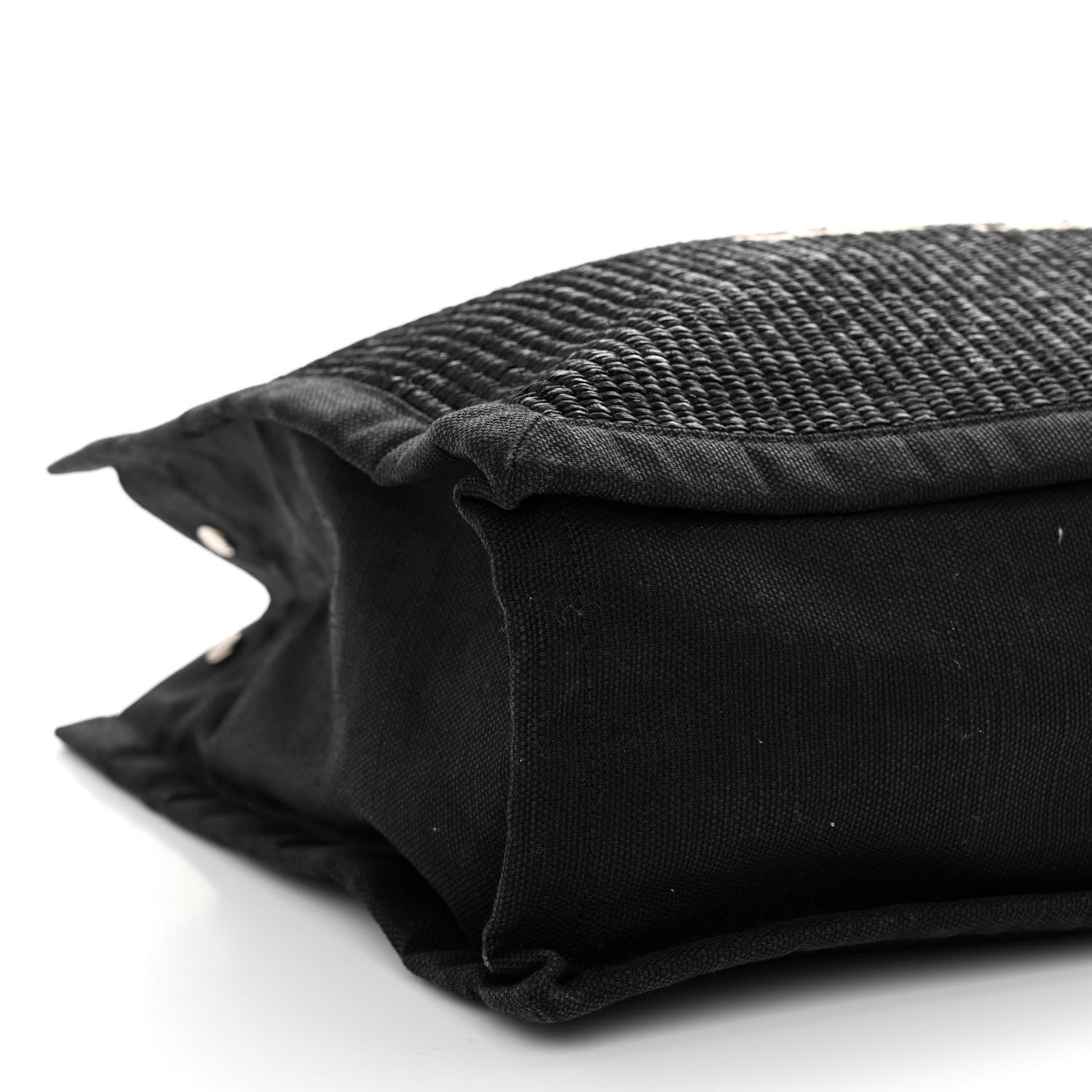 Saint Laurent Raffia Linen Calfskin Rive Gauche Tote Black 9 of 11