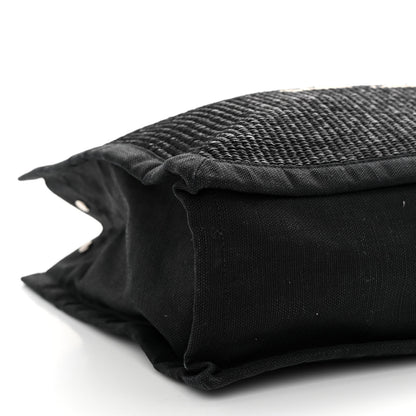 Saint Laurent Raffia Linen Calfskin Rive Gauche Tote Black 9 of 11