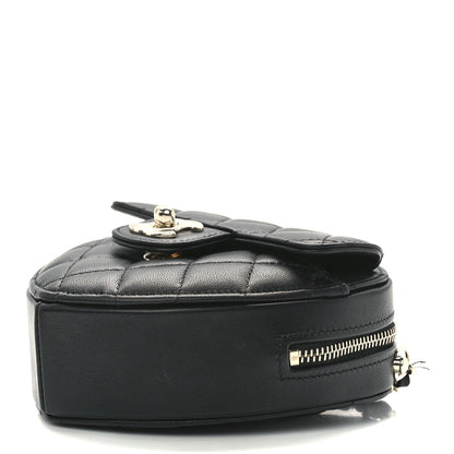 Chanel Lambskin Quilted CC In Love Heart Clutch With Chain Black 10 of 12