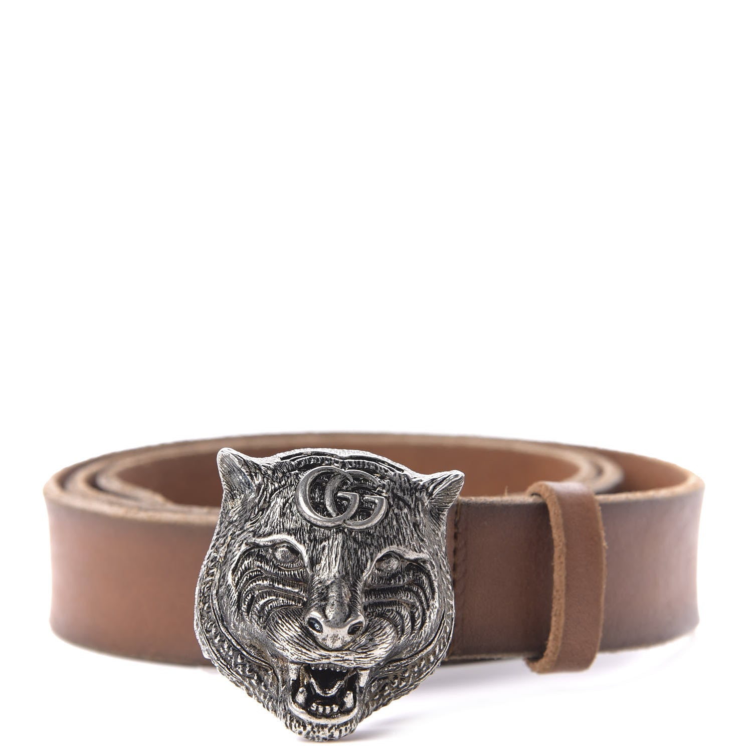 Gucci Cuoio Toscano Nickel Feline Buckle Belt 90 36 Cuir 1 of 5
