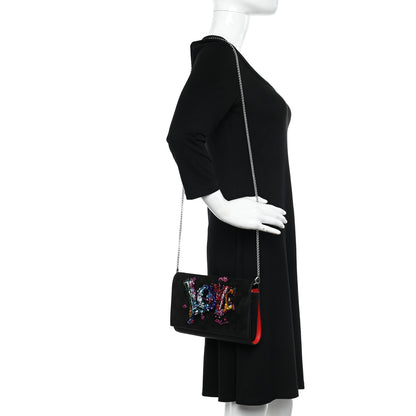 Christian Louboutin Suede Crystal Embellished Paloma Love Clutch Black Multicolor 2 of 11