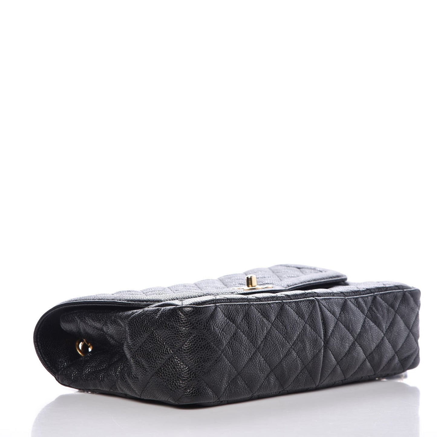 Crumpled Grained Calfskin Flap Black