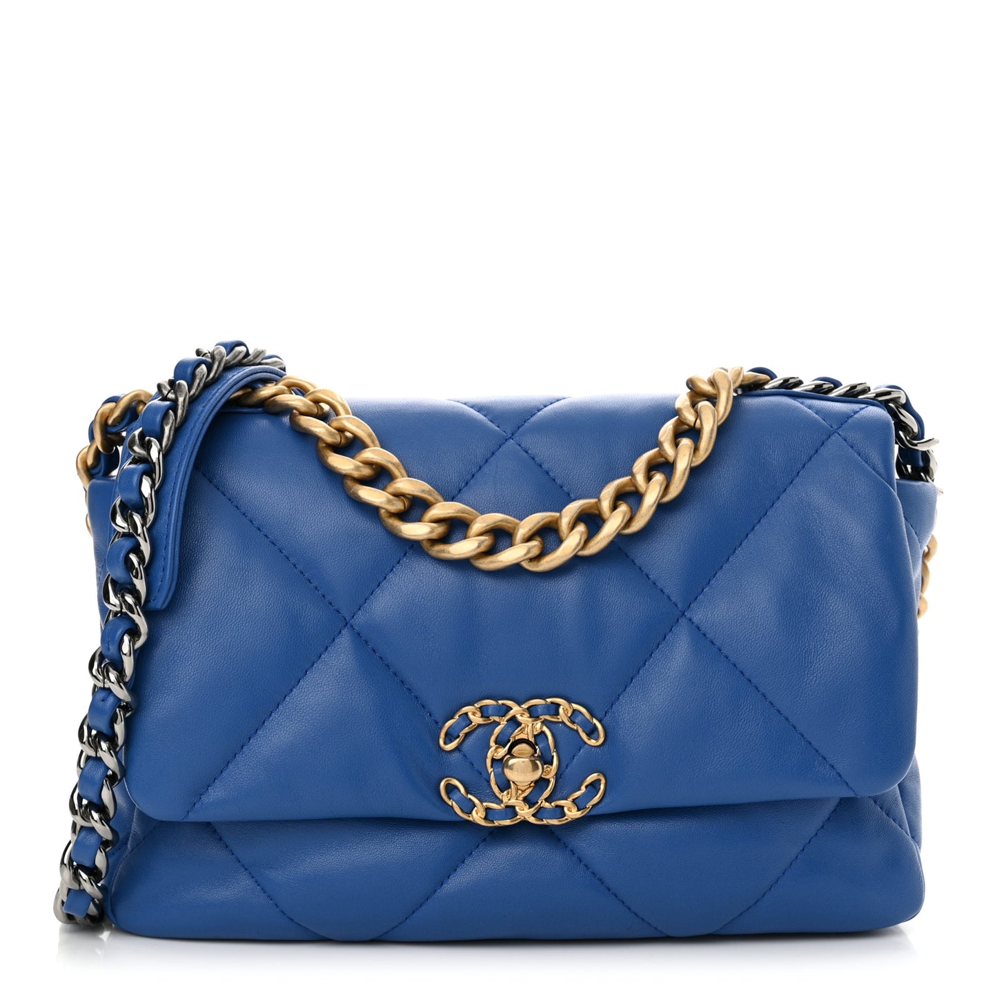 Lambskin Quilted Medium Chanel 19 Flap Blue