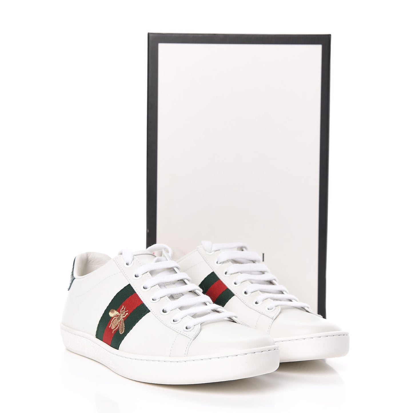 Calfskin Ayers Bee Embroidered Womens Ace Sneakers 37.5 White Green