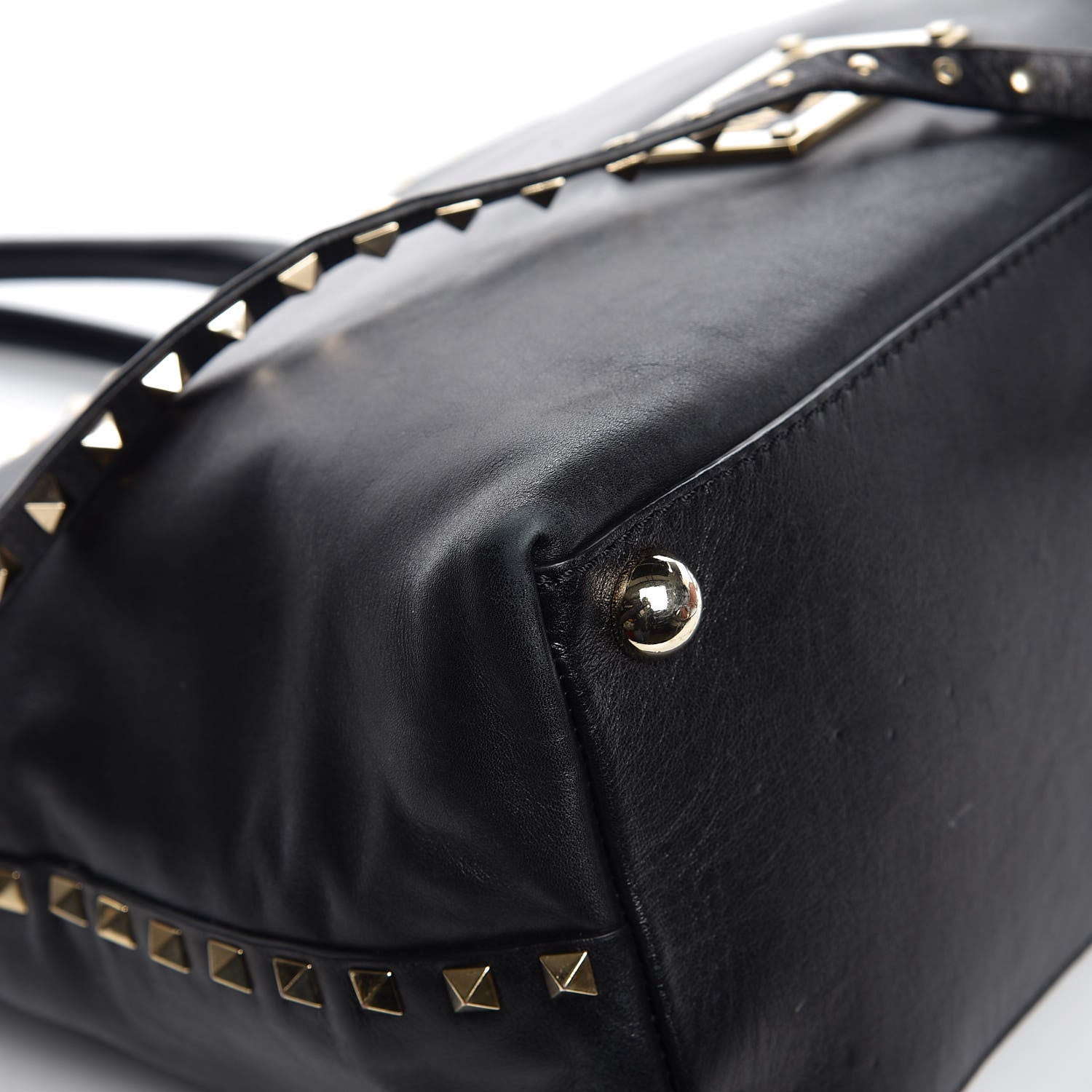 Valentino Garavani Vitello Rockstud Dome Satchel Black 11 of 13