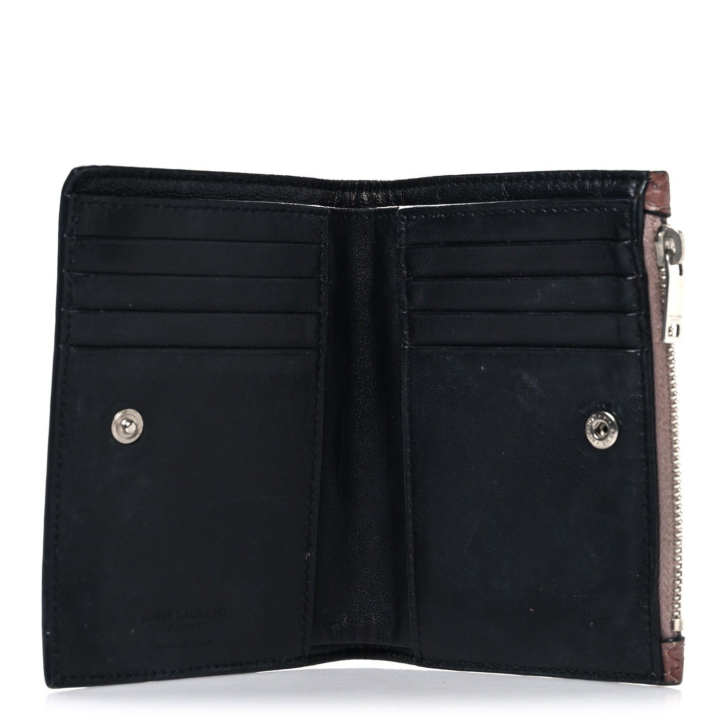 Saint Laurent Lacquer Ayers Fragments Bi-Fold Zipped Wallet  Rose Brown 5 of 10